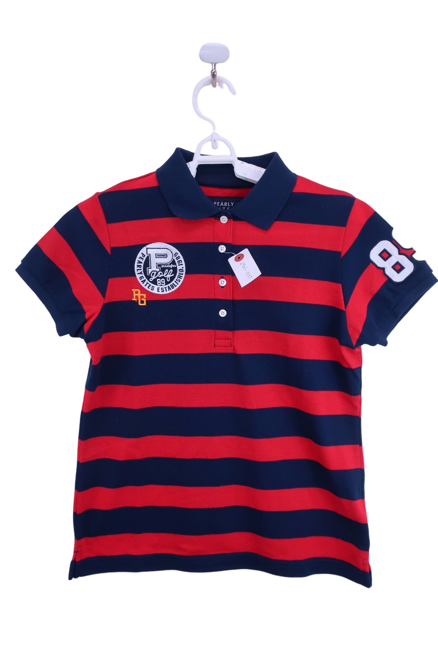 PEARLY GATES(パーリーゲイツ) ポロシャツ ネイビー赤ボーダー レディース 0 055-0160498 A-1