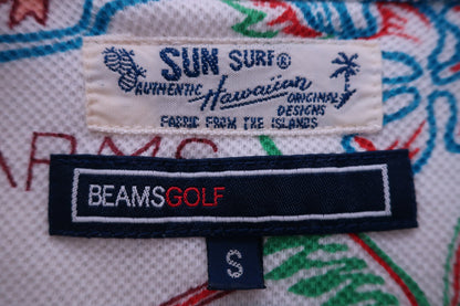 BEAMS GOLF(ビームスゴルフ) ポロシャツ 白ハワイ柄 レディース S A-2