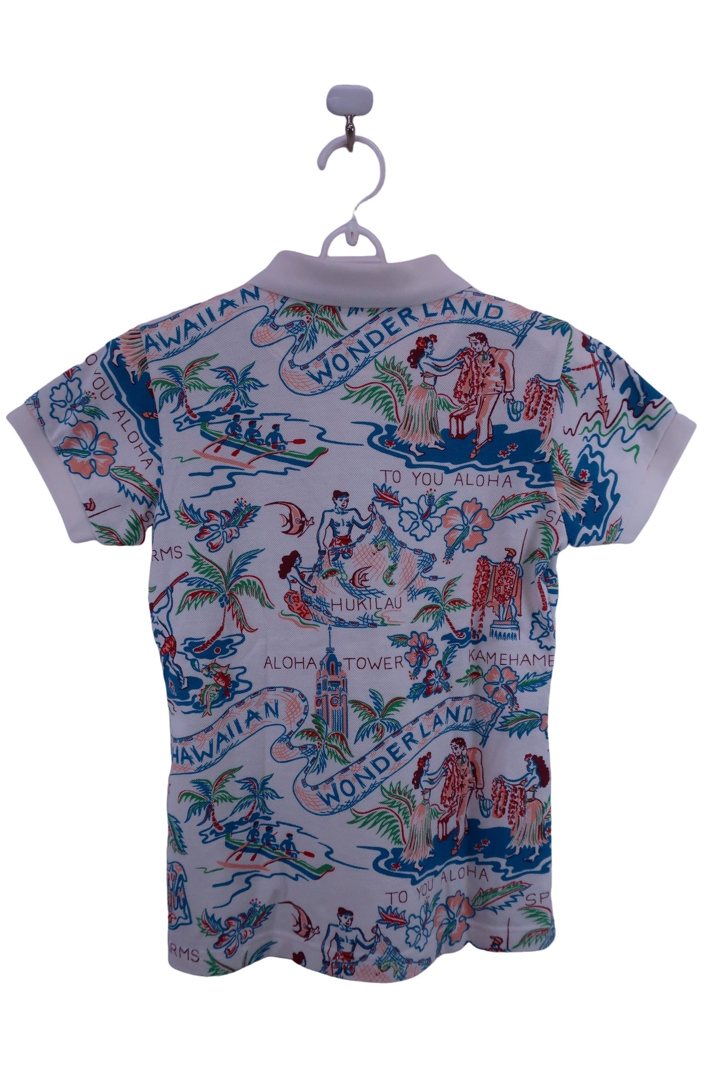 BEAMS GOLF(ビームスゴルフ) ポロシャツ 白ハワイ柄 レディース S A-3