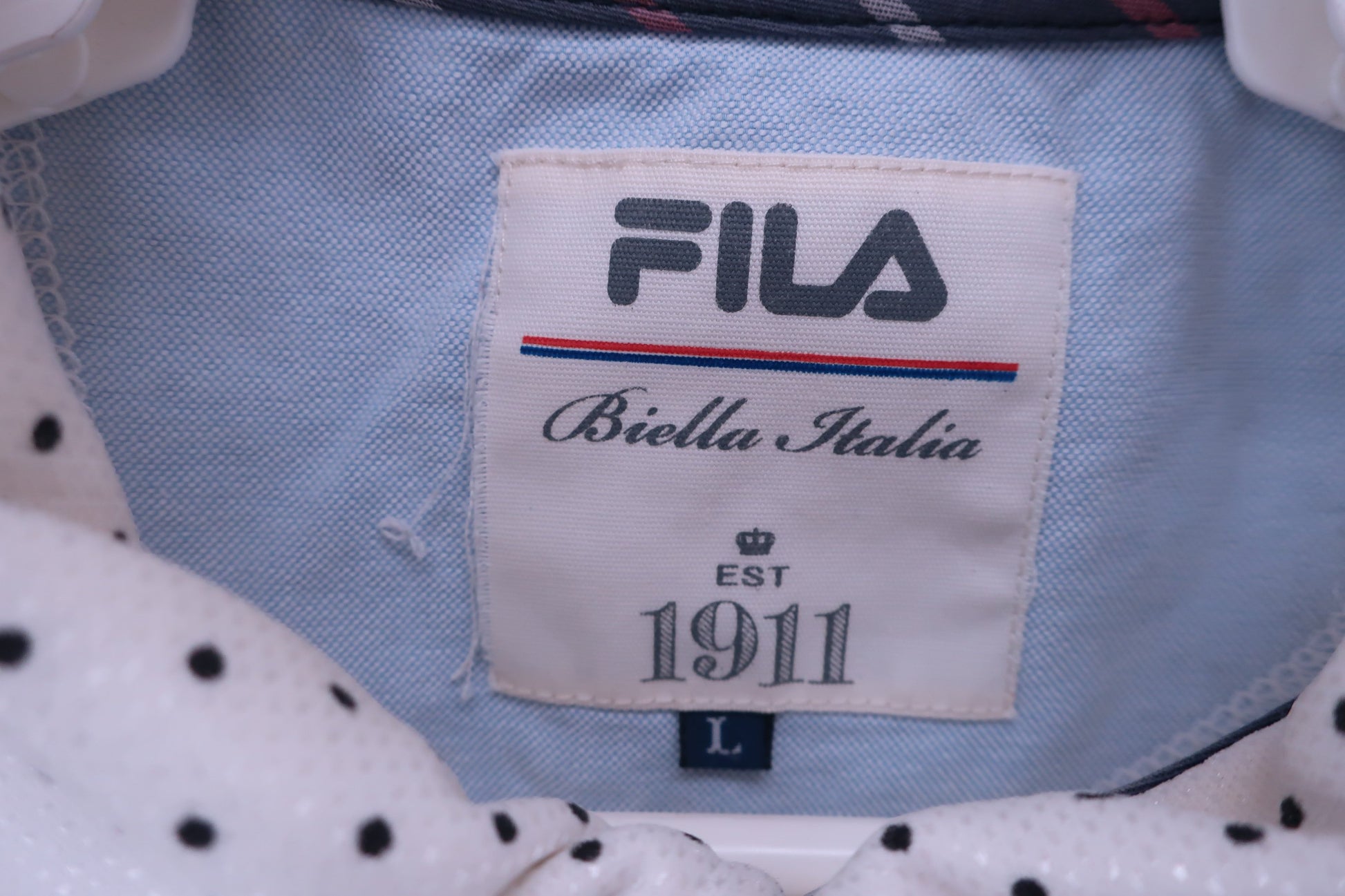FILA GOLF(フィラゴルフ) ポロシャツ 白ドット柄 メンズ L B-2