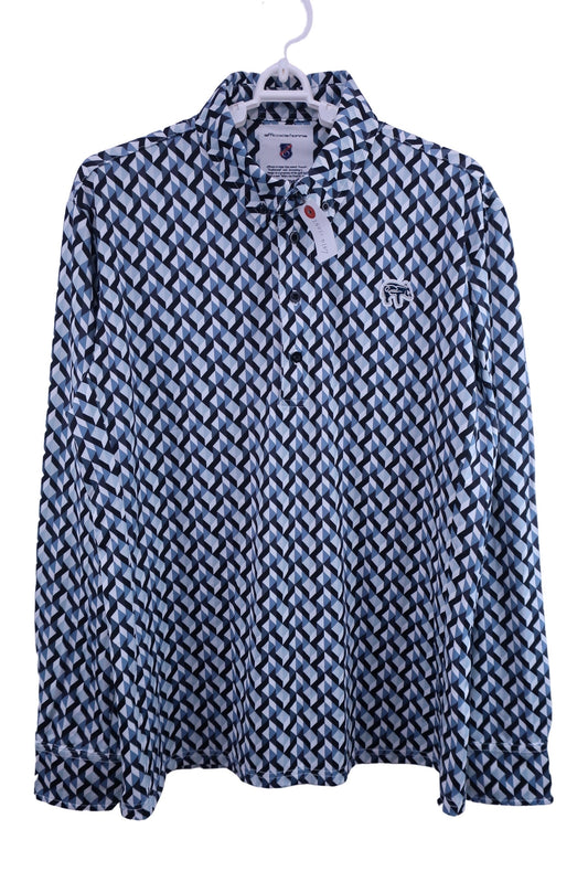 efficase homme(エフィカスオム) 長袖シャツ 黒白ネイビー格子柄 メンズ LL A-1