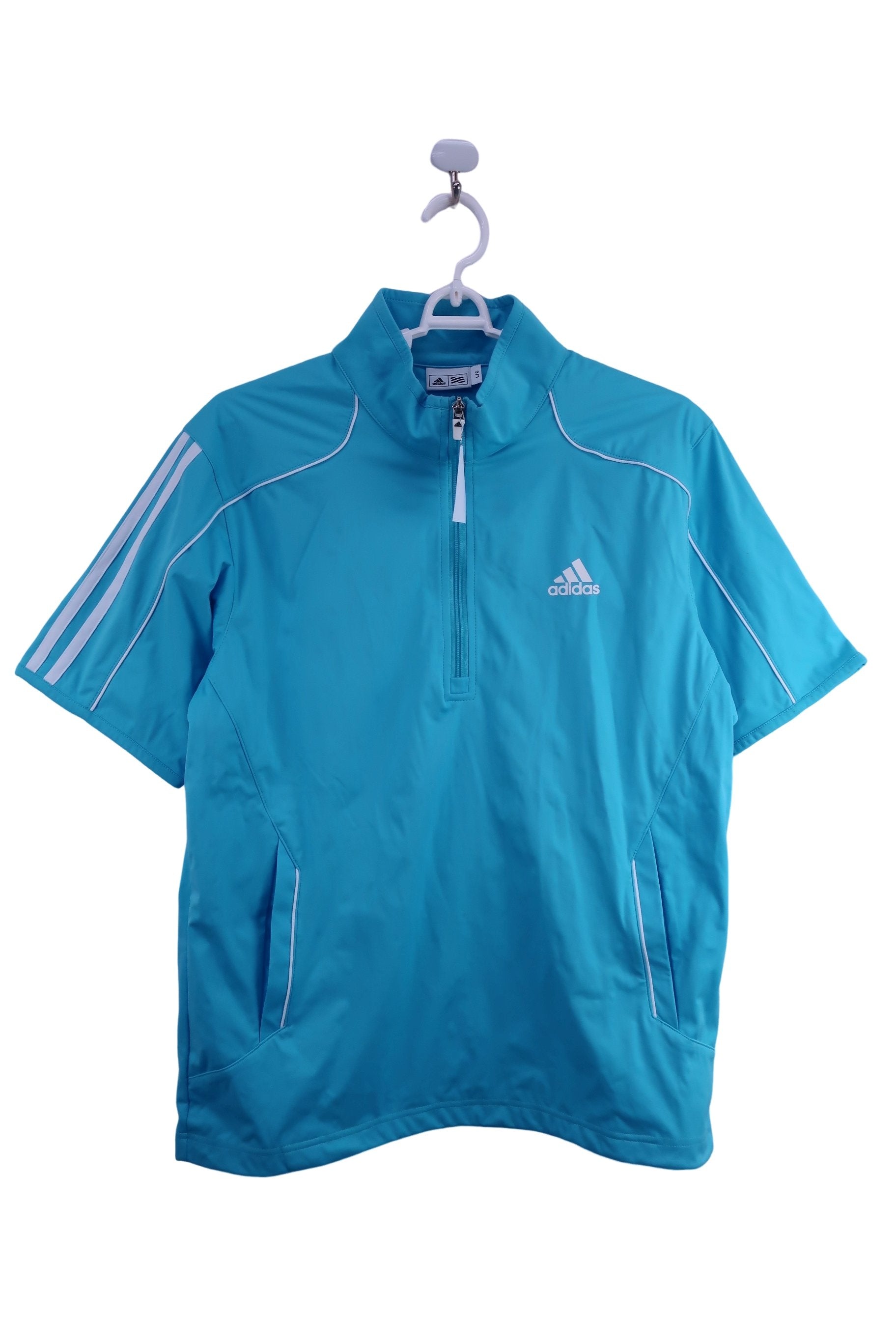 adidas(アディダス) ハーフジップシャツ 水色 メンズ L B-1