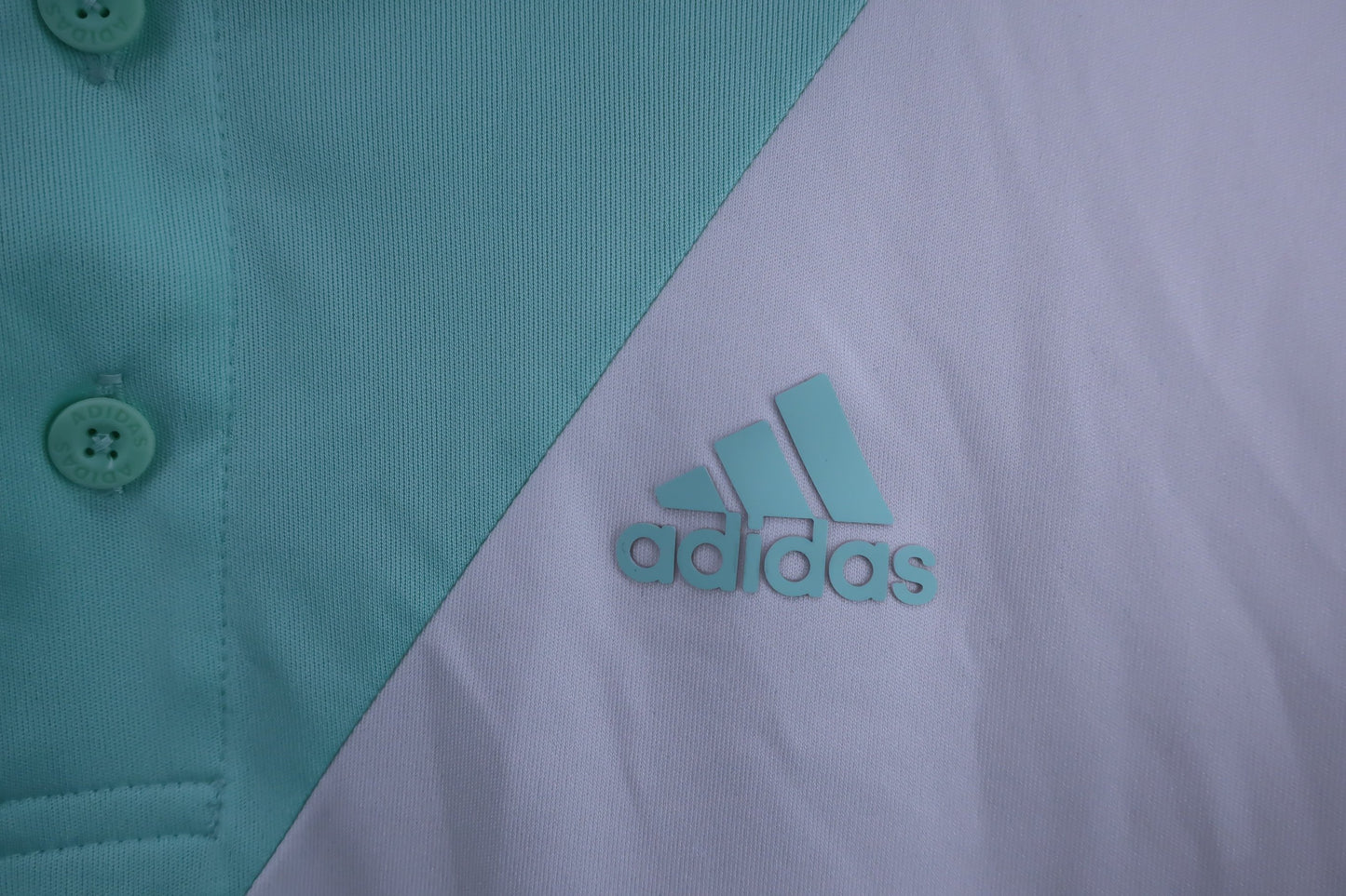 adidas(アディダス) ポロシャツ 白エメラルドグリーン メンズ L A-3