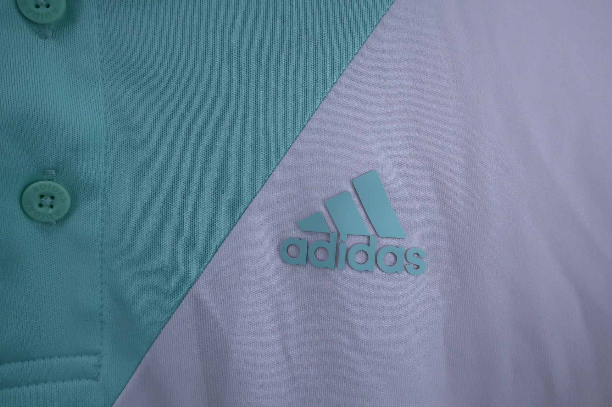 adidas(アディダス) ポロシャツ 白エメラルドグリーン メンズ L A-3