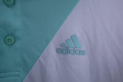 adidas(アディダス) ポロシャツ 白エメラルドグリーン メンズ L A-3