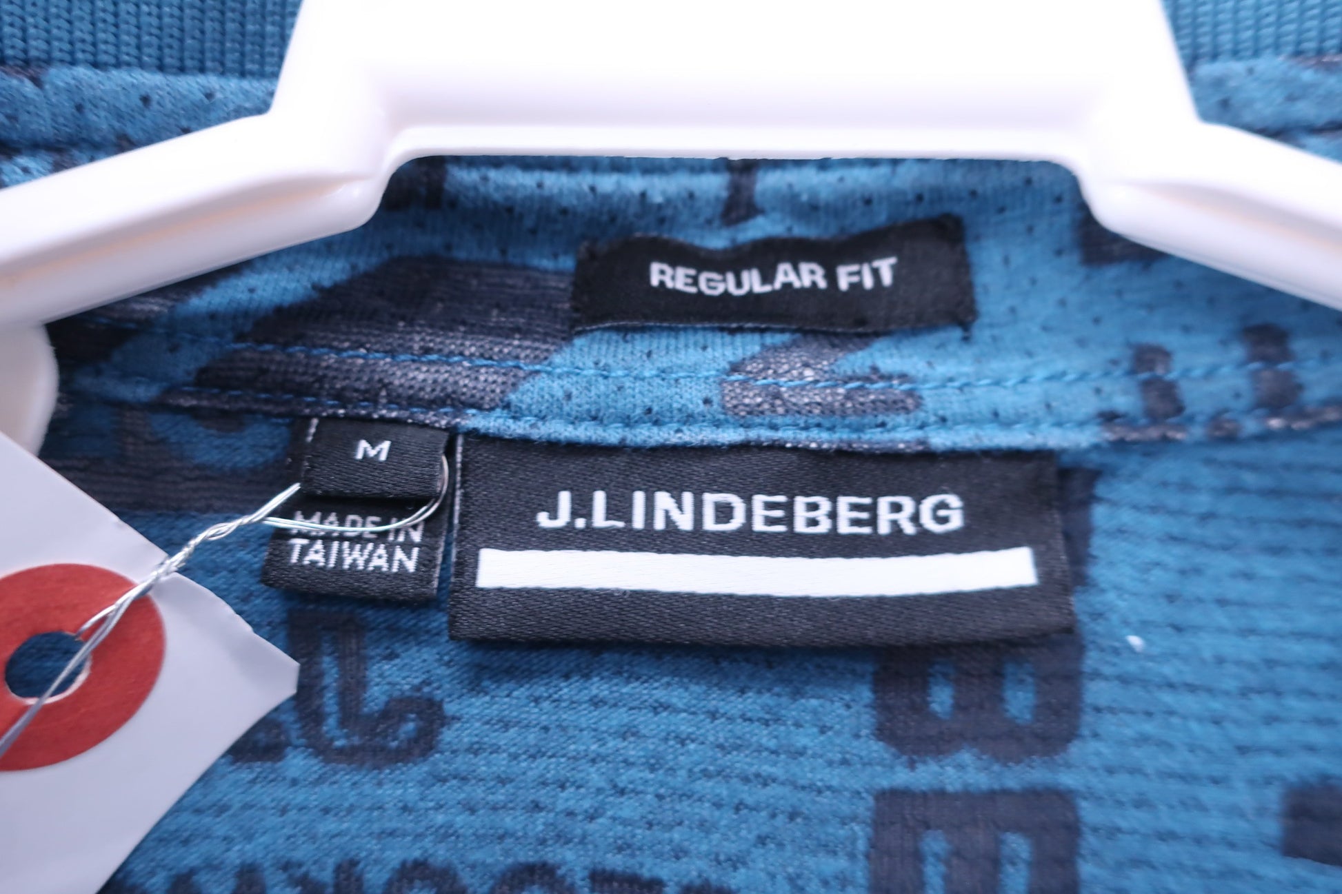 J.LINDEBERG(ジェイ リンドバーグ) ポロシャツ 青ブランド文字総柄 メンズ M B-2