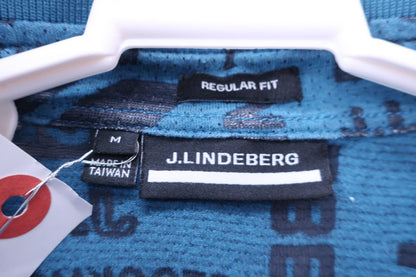 J.LINDEBERG(ジェイ リンドバーグ) ポロシャツ 青ブランド文字総柄 メンズ M B-2