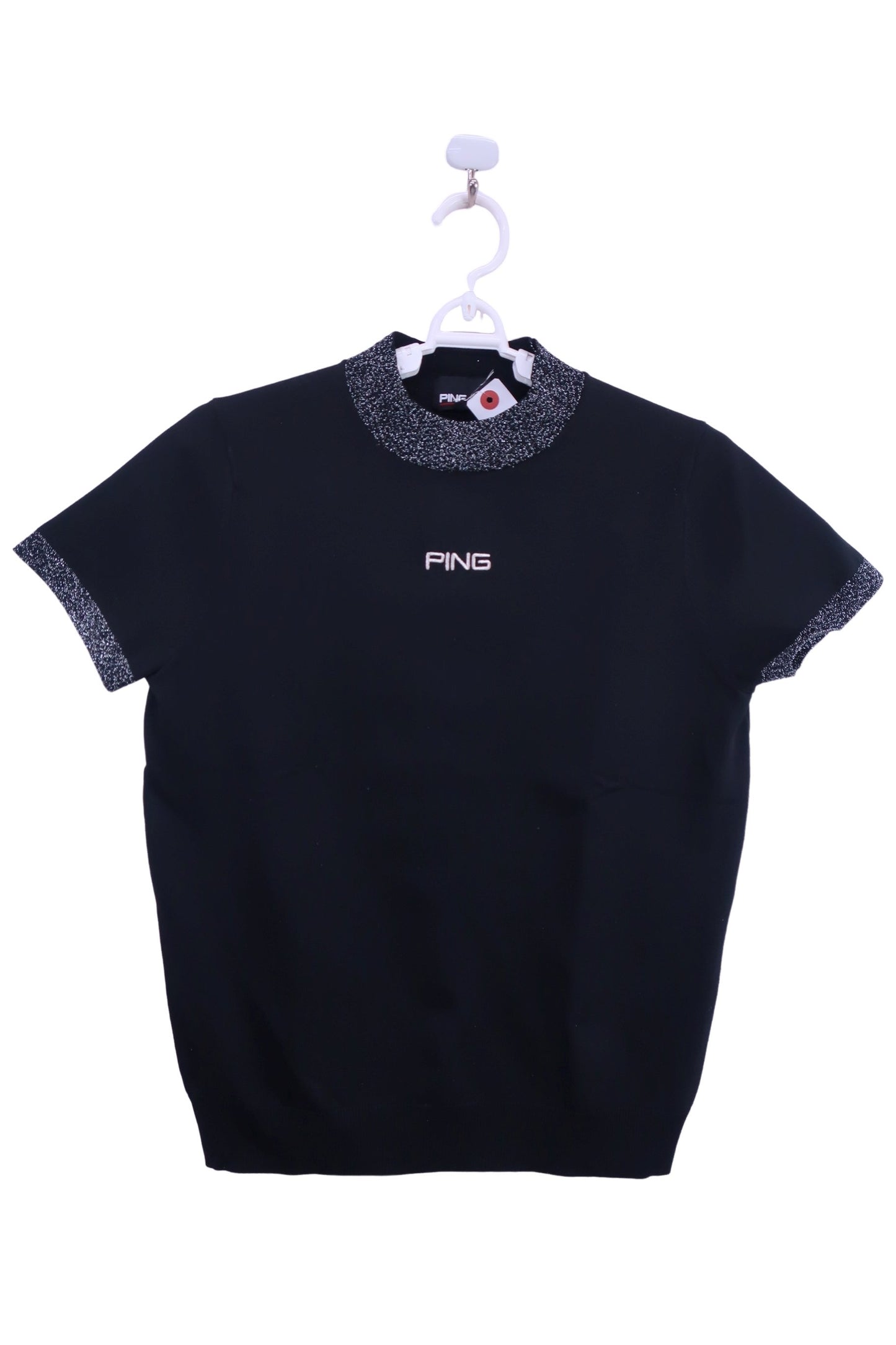 PING(ピン) 半袖モックネックシャツ 黒 レディース S 622-2275800 B-1