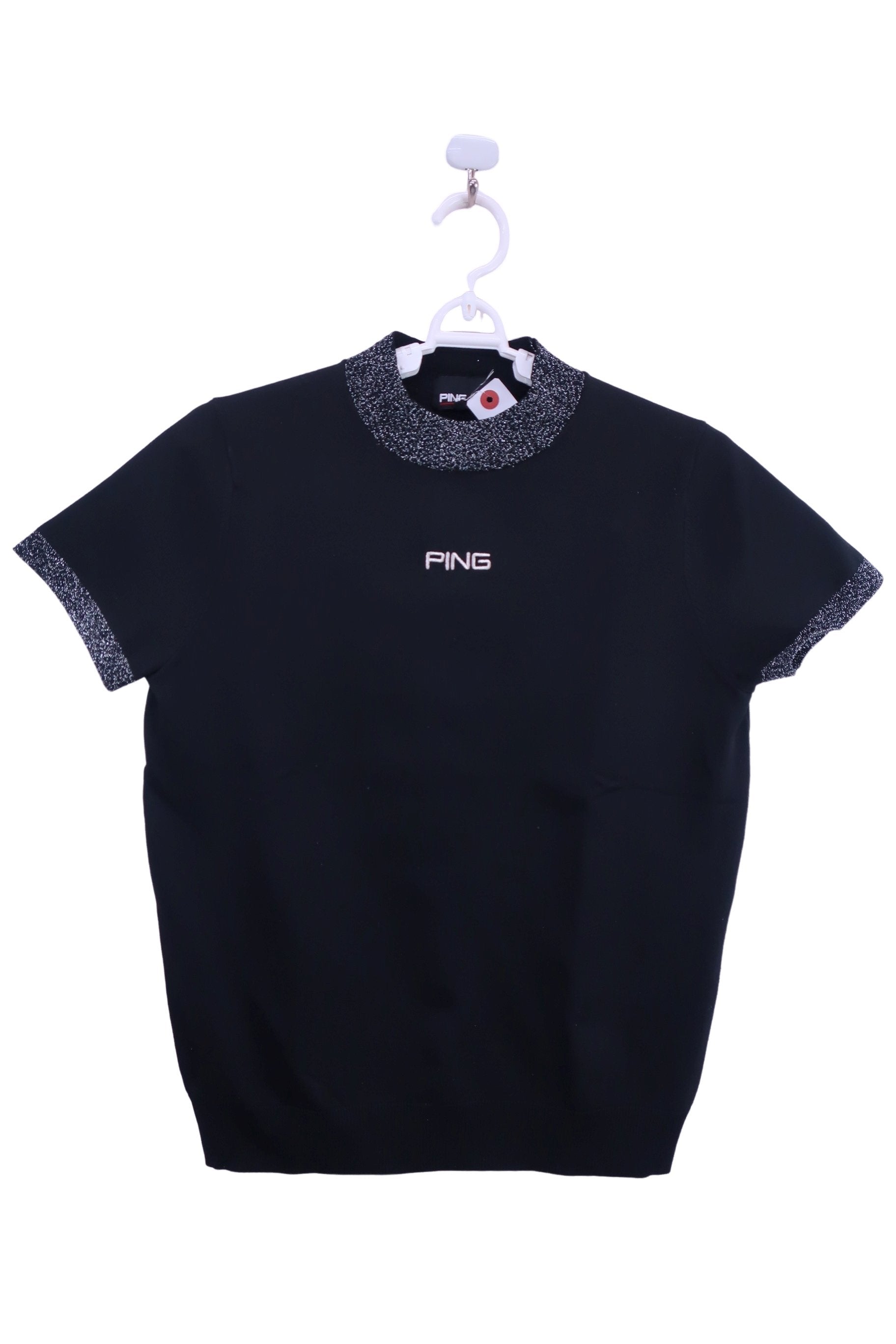 PING(ピン) 半袖モックネックシャツ 黒 レディース S 622-2275800 B-1