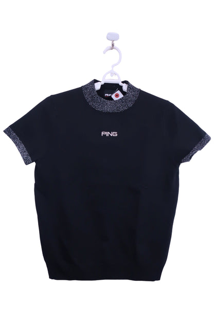 PING(ピン) 半袖モックネックシャツ 黒 レディース S 622-2275800 B-1