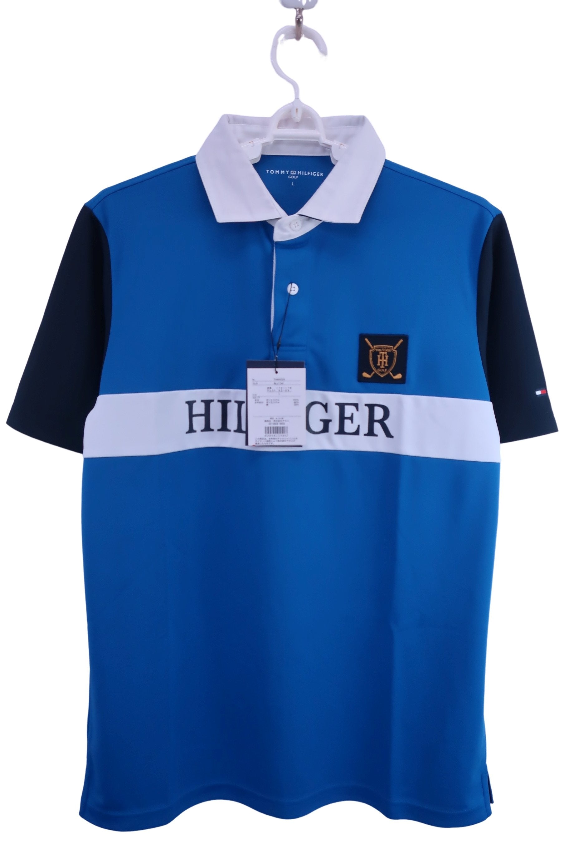 TOMMY HILFIGER GOLF(トミーヒルフィガーゴルフ) ポロシャツ 青 メンズ L N-1