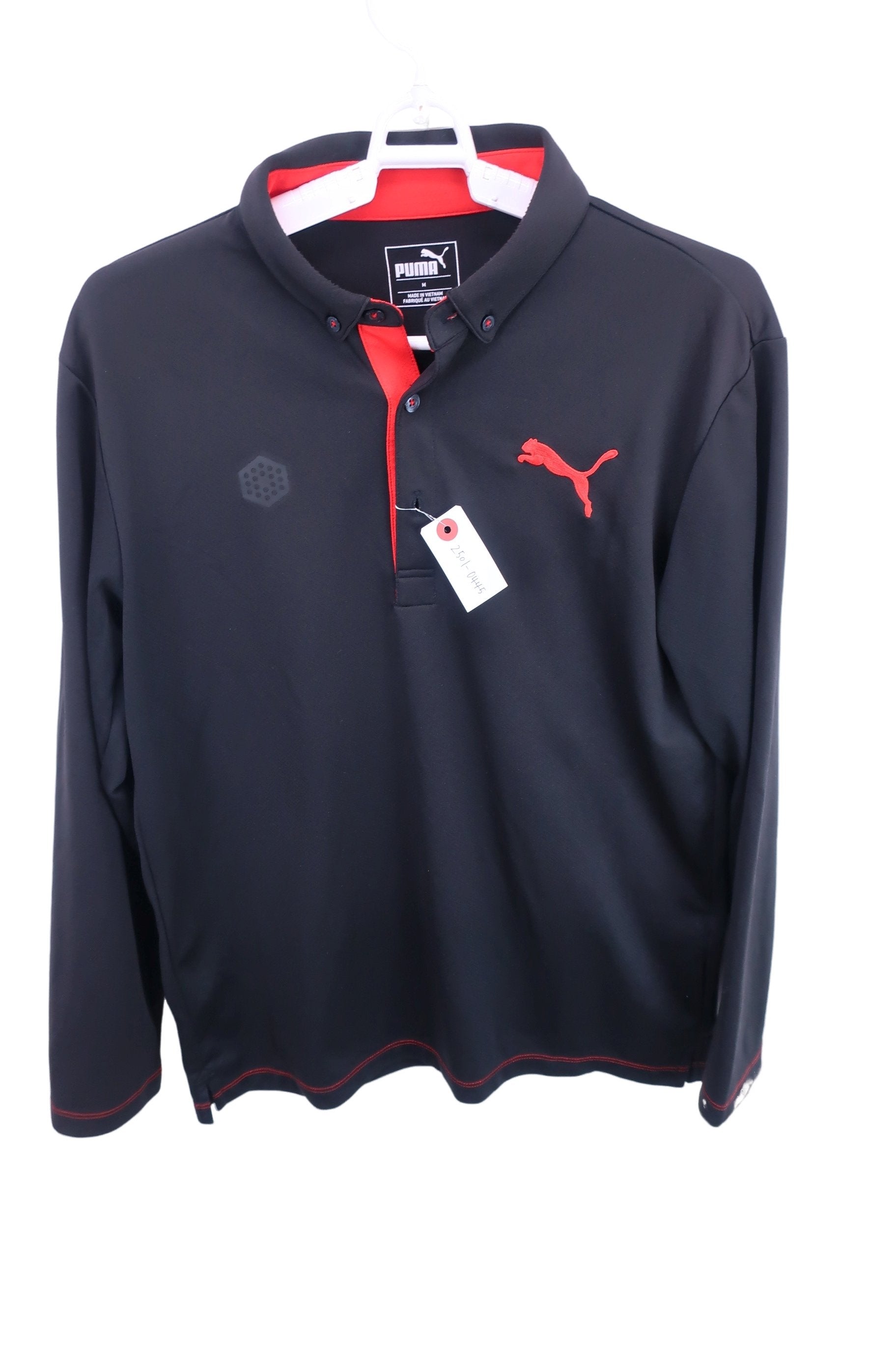 PUMA GOLF(プーマゴルフ) ポロシャツ 黒赤 レディース M A-1