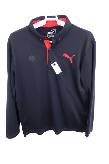 PUMA GOLF(プーマゴルフ) ポロシャツ 黒赤 レディース M A-1