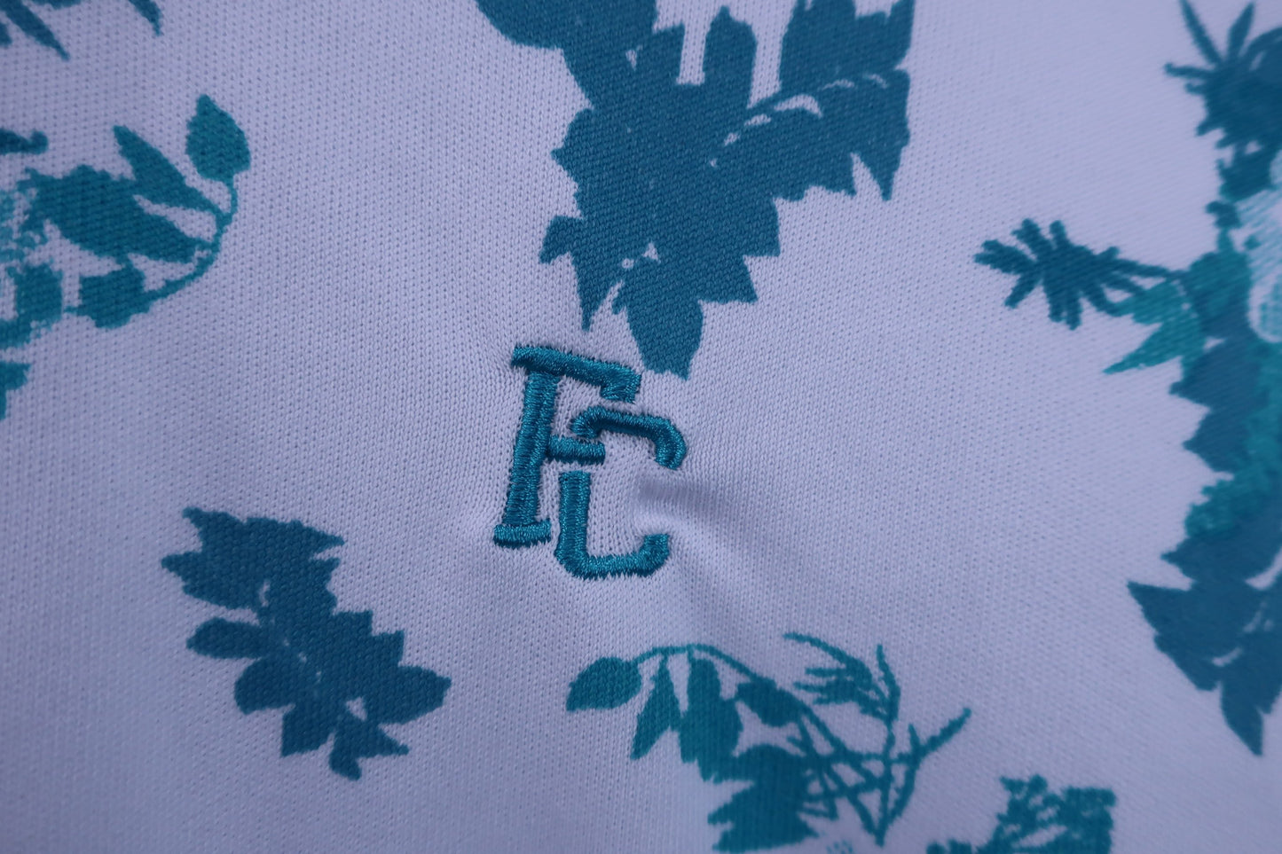 Founders Club(ファウンダース) ポロシャツ 白水色総柄 メンズ L B-2