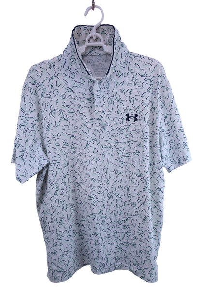 UNDER ARMOUR(アンダーアーマー) ポロシャツ 白青緑系総柄 メンズ XL A-1