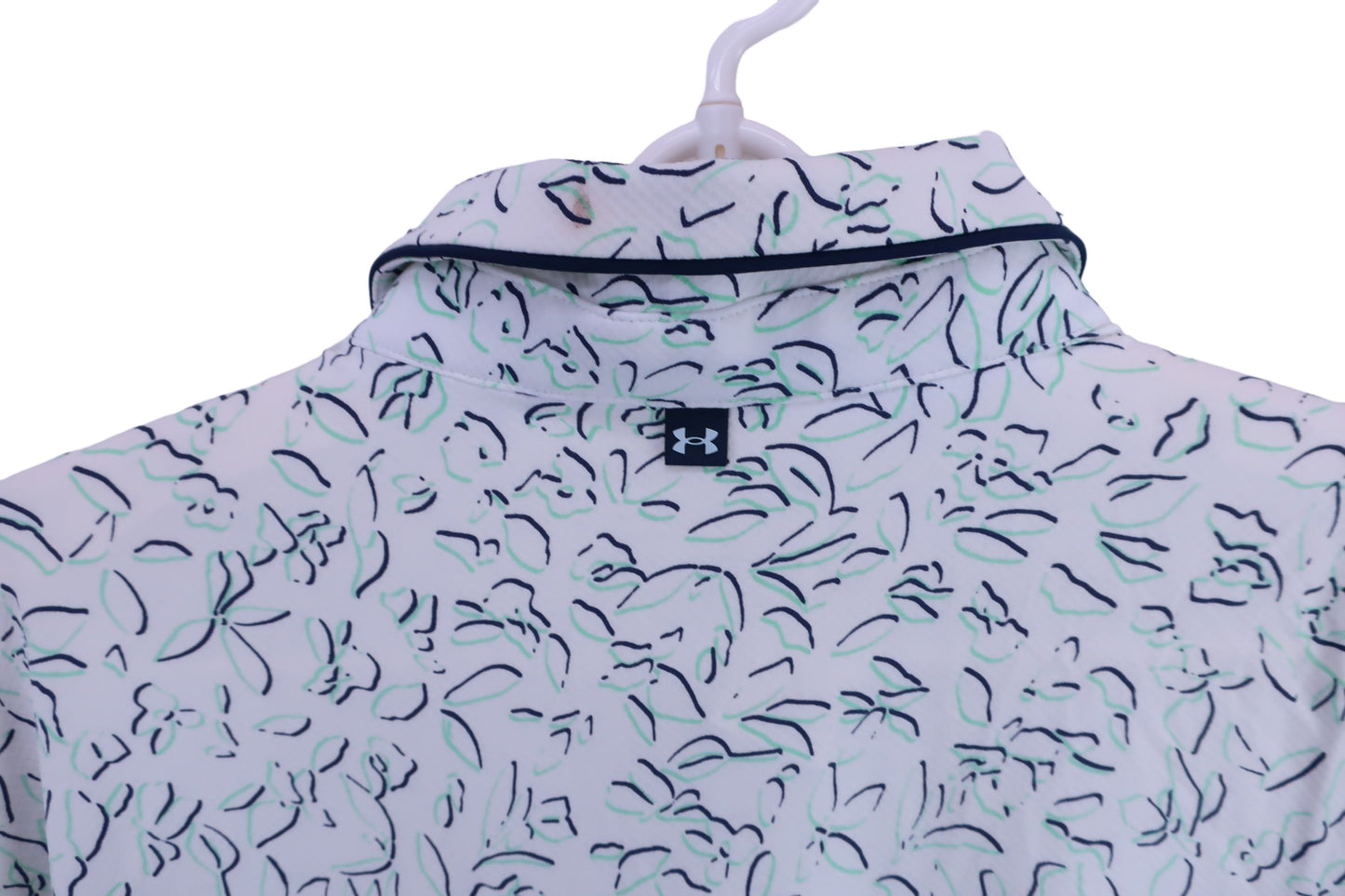 UNDER ARMOUR(アンダーアーマー) ポロシャツ 白青緑系総柄 メンズ XL A-6