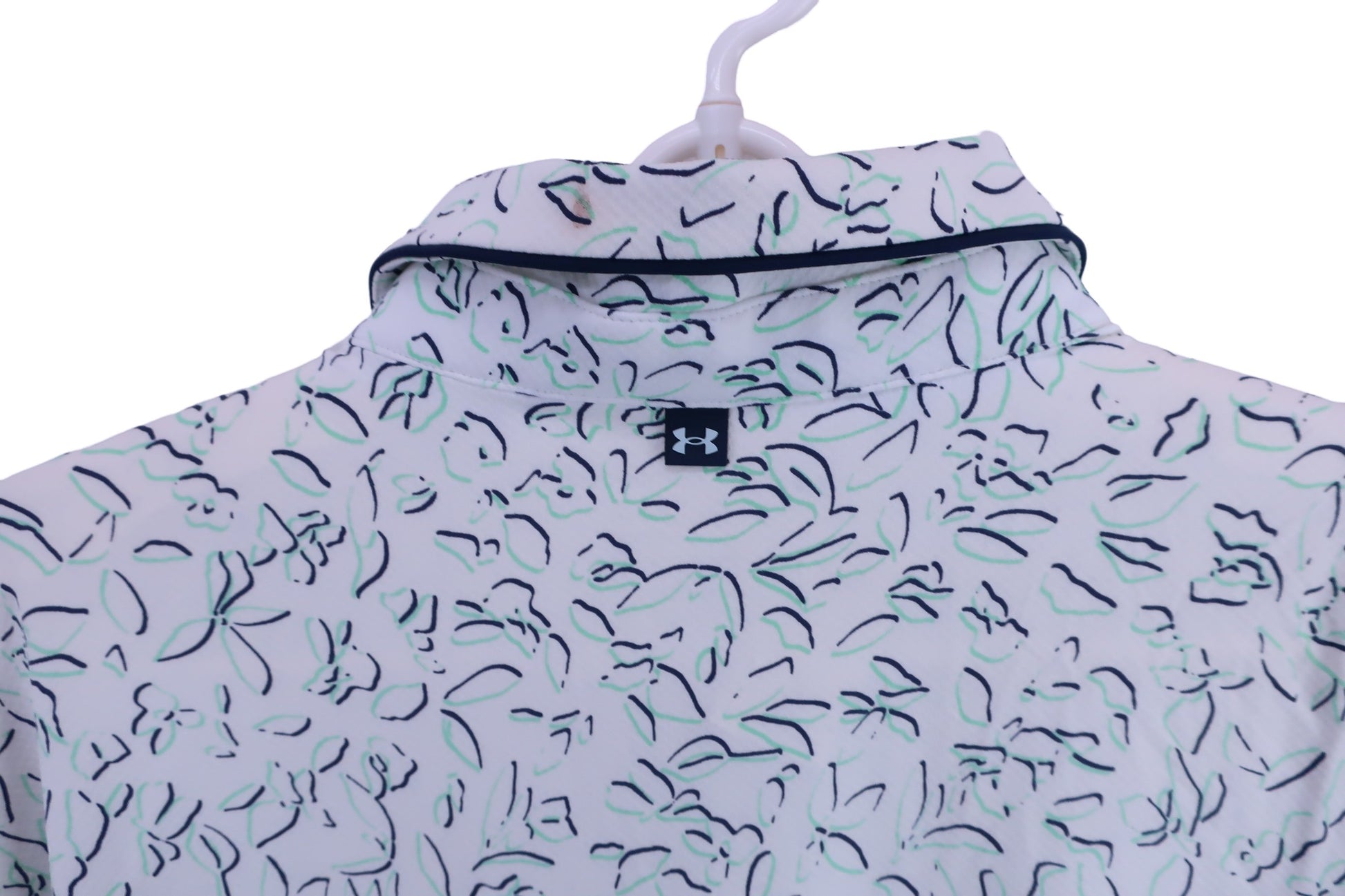 UNDER ARMOUR(アンダーアーマー) ポロシャツ 白青緑系総柄 メンズ XL A-6