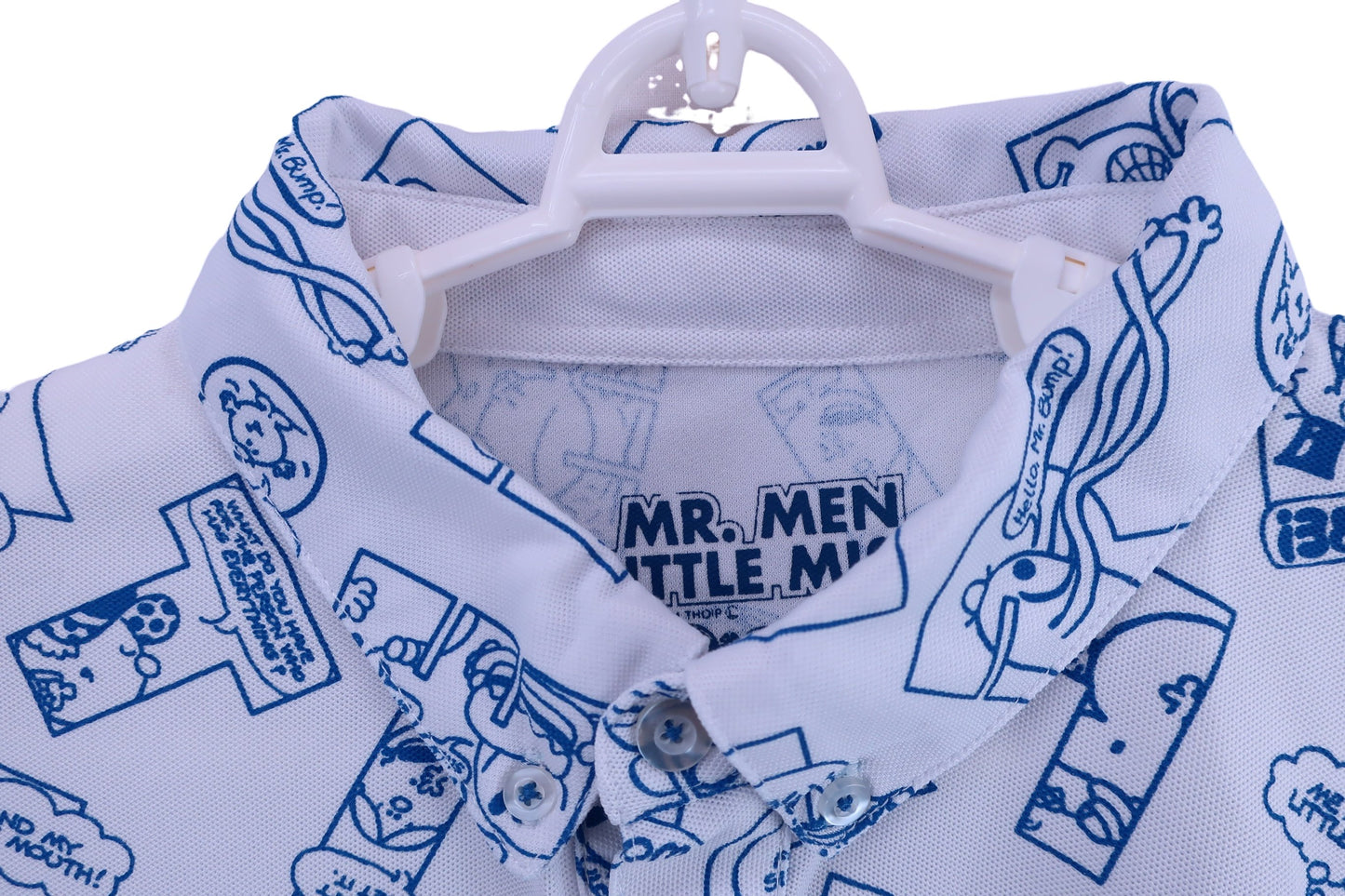 MR.MEN LITTLE MISS 長袖ポロシャツ 白青スヌーピー柄 メンズ LL A-2