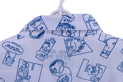 MR.MEN LITTLE MISS 長袖ポロシャツ 白青スヌーピー柄 メンズ LL A-4