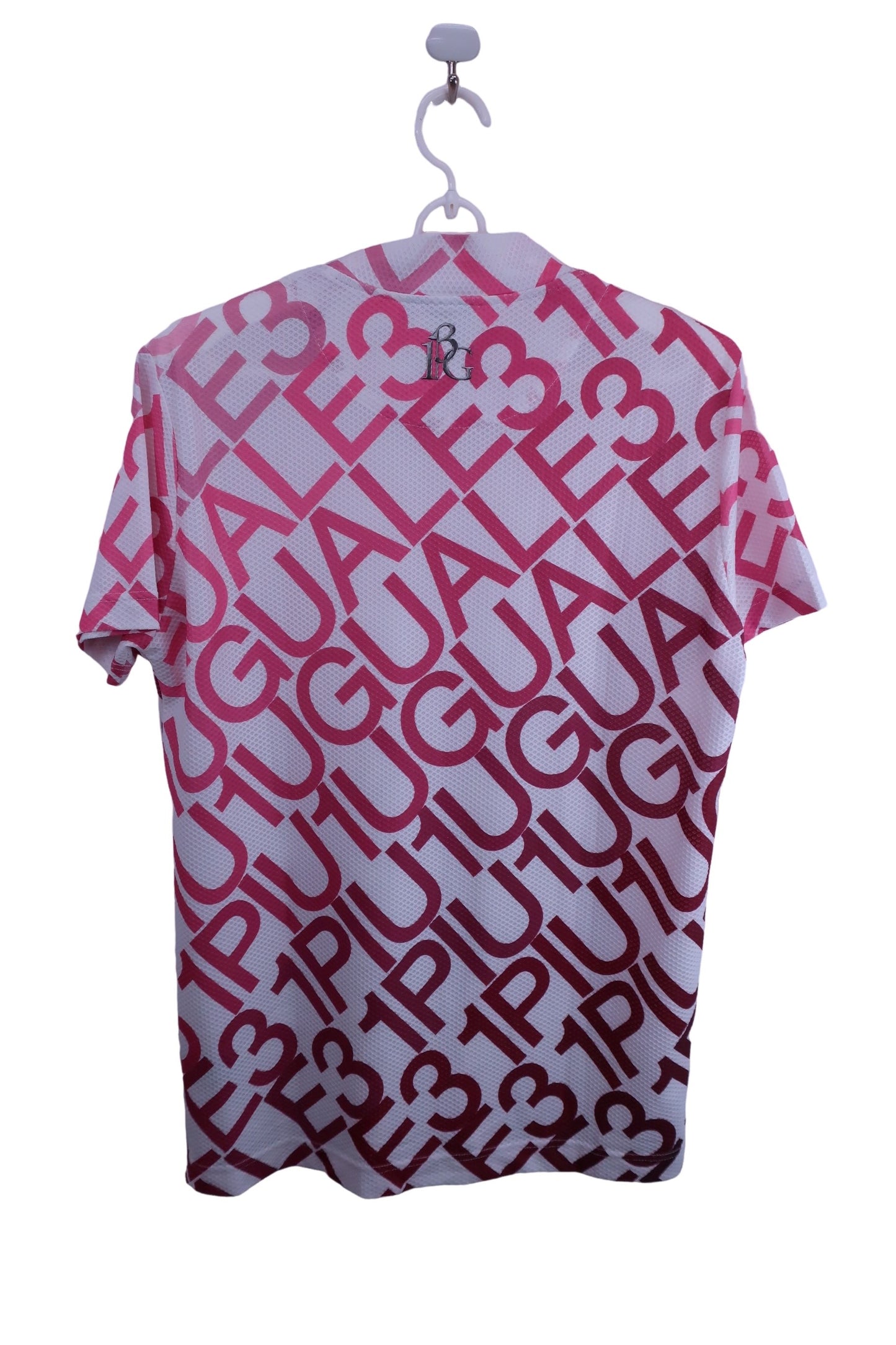 1PIU1UGUALE3(ウノピゥウノウグァーレトレ) 半袖モックネックシャツ 白ピンク メンズ ? A-4