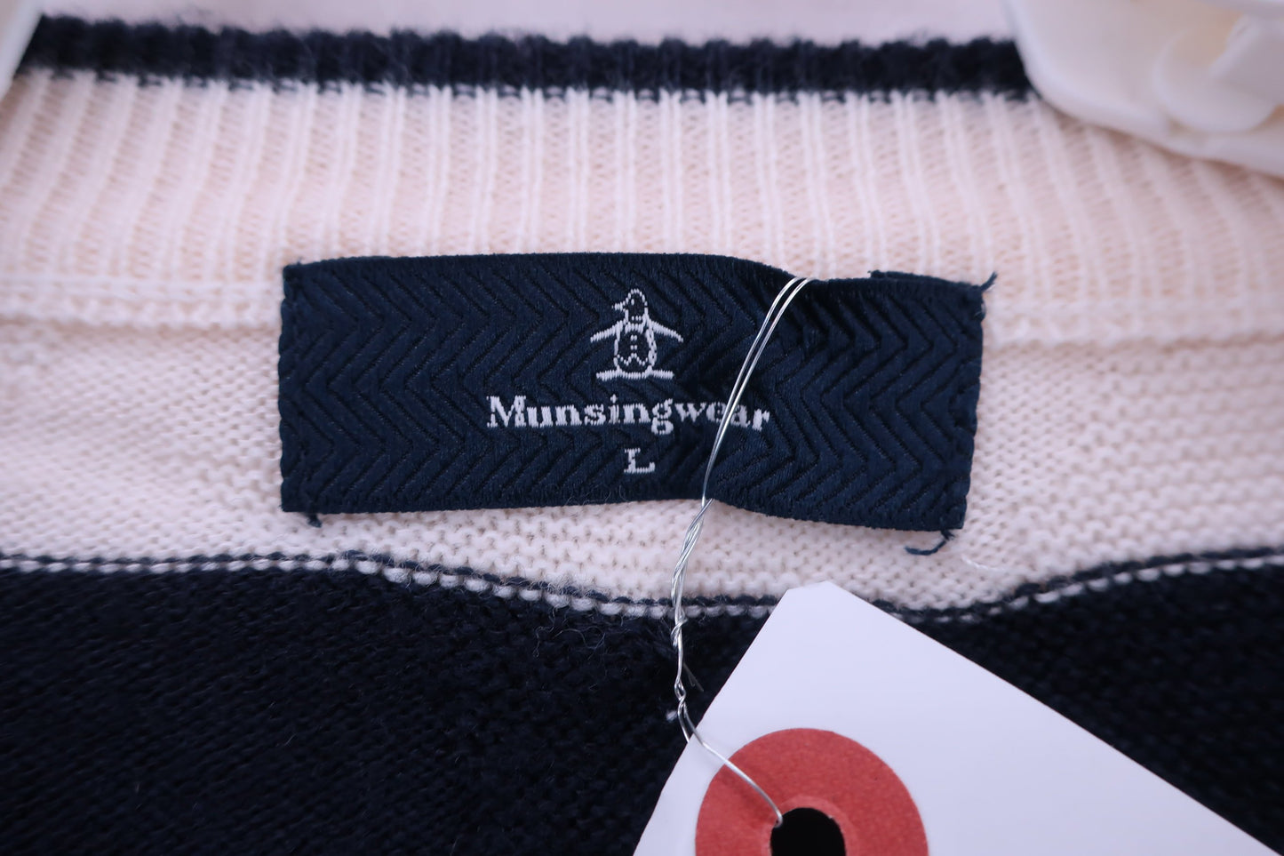 Munsingwear(マンシングウェア) セーター クリーム色 / ネイビーボーダー メンズ L A-2