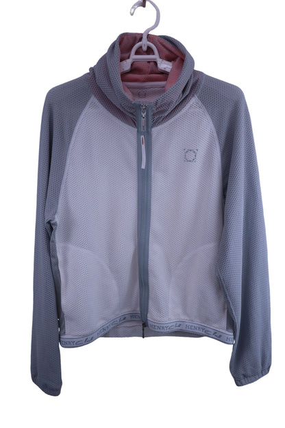 HENRY Club メッシュパーカー グレー白 レディース 40 A-1
