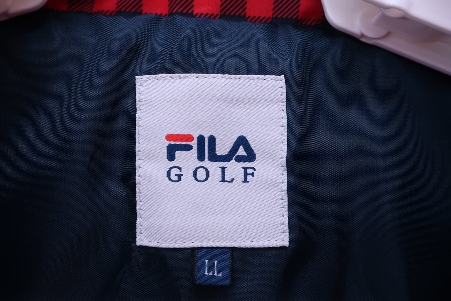 FILA GOLF(フィラゴルフ) ダウンジャケット 赤紺チェック メンズ LL A-3