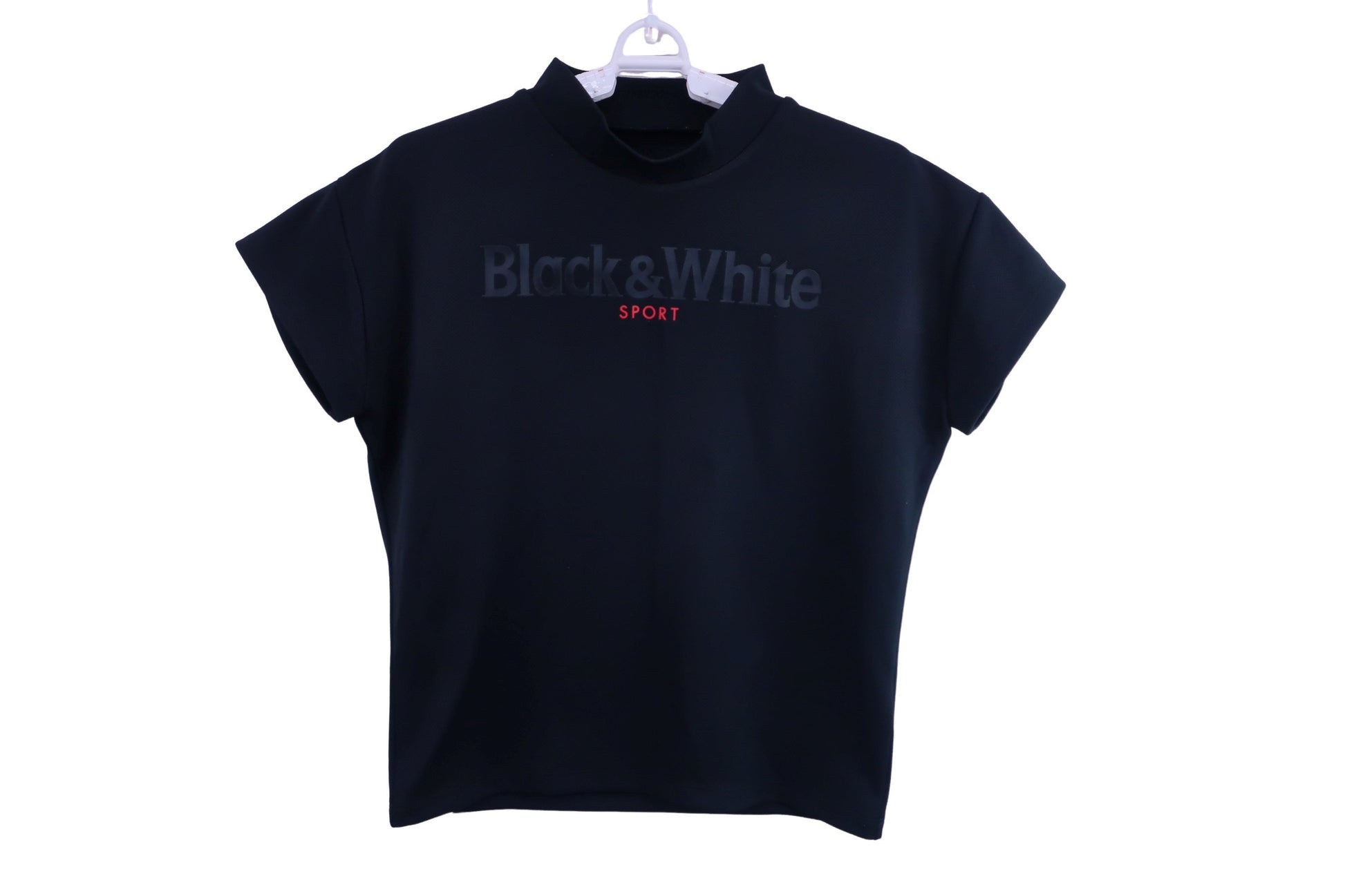 Black & White(ブラック&ホワイト) 半袖モックネックシャツ 黒 レディース M B-1