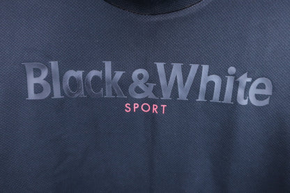 Black & White(ブラック&ホワイト) 半袖モックネックシャツ 黒 レディース M B-2