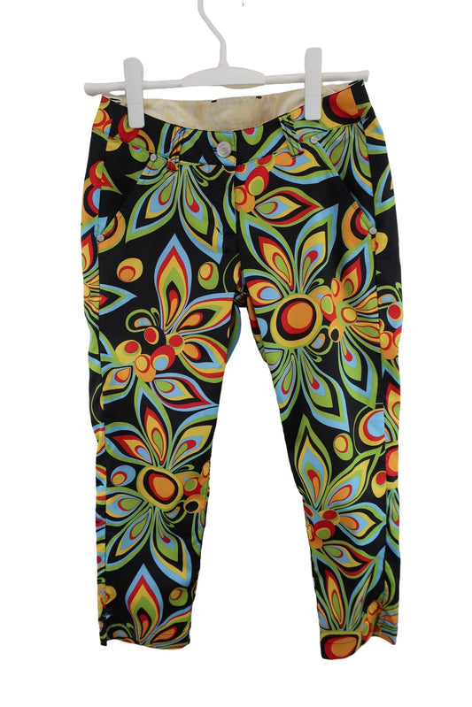 LOUDMOUTH(ラウドマウス) パンツ 黒カラフル総柄 レディース S B-1