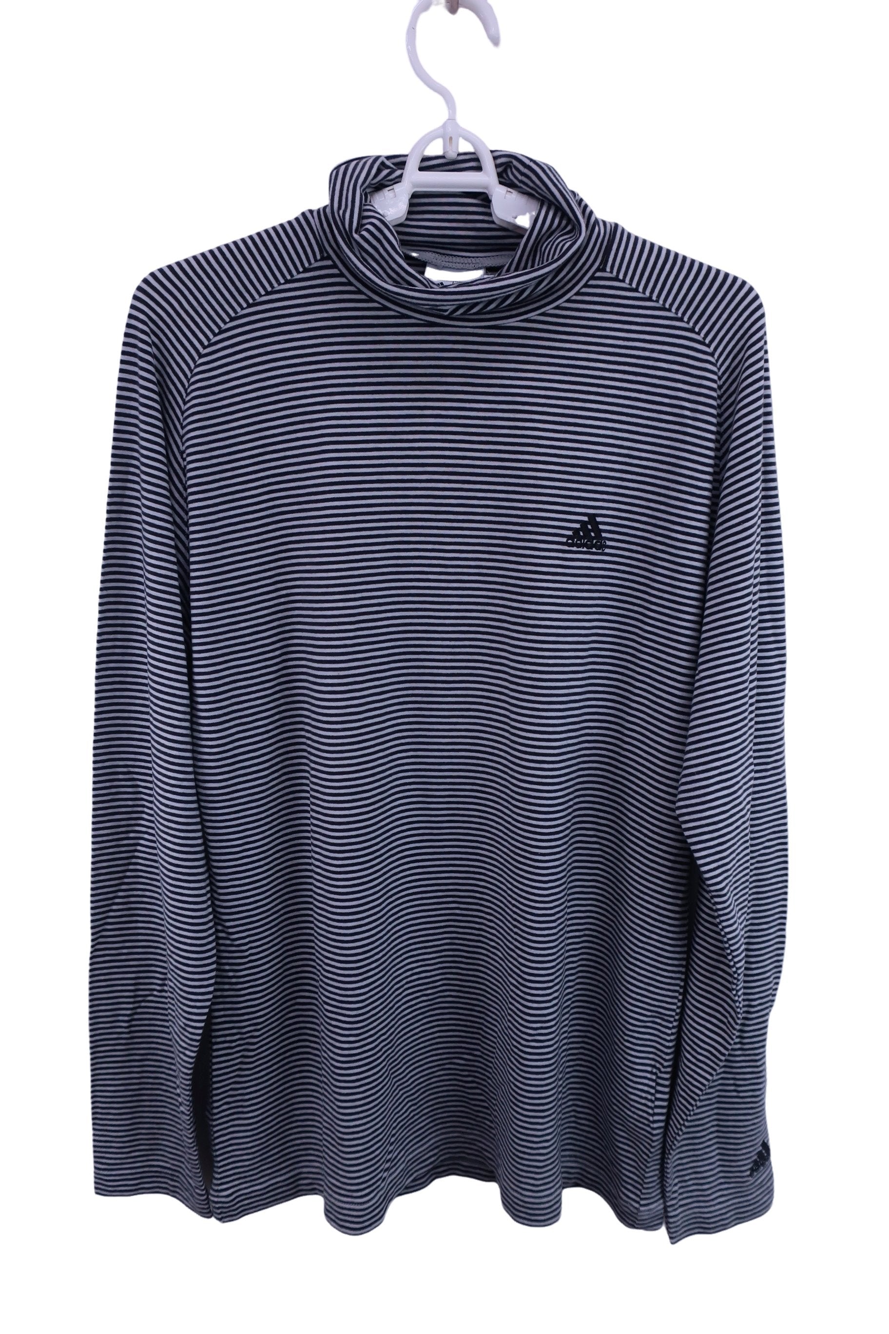 adidas(アディダス) ハイネックシャツ 白黒ボーダー メンズ L/G B-1