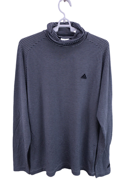 adidas(アディダス) ハイネックシャツ 白黒ボーダー メンズ L/G B-1