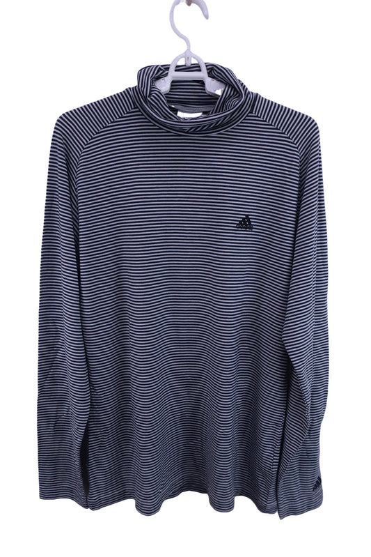 adidas(アディダス) ハイネックシャツ 白黒ボーダー メンズ L/G B-1