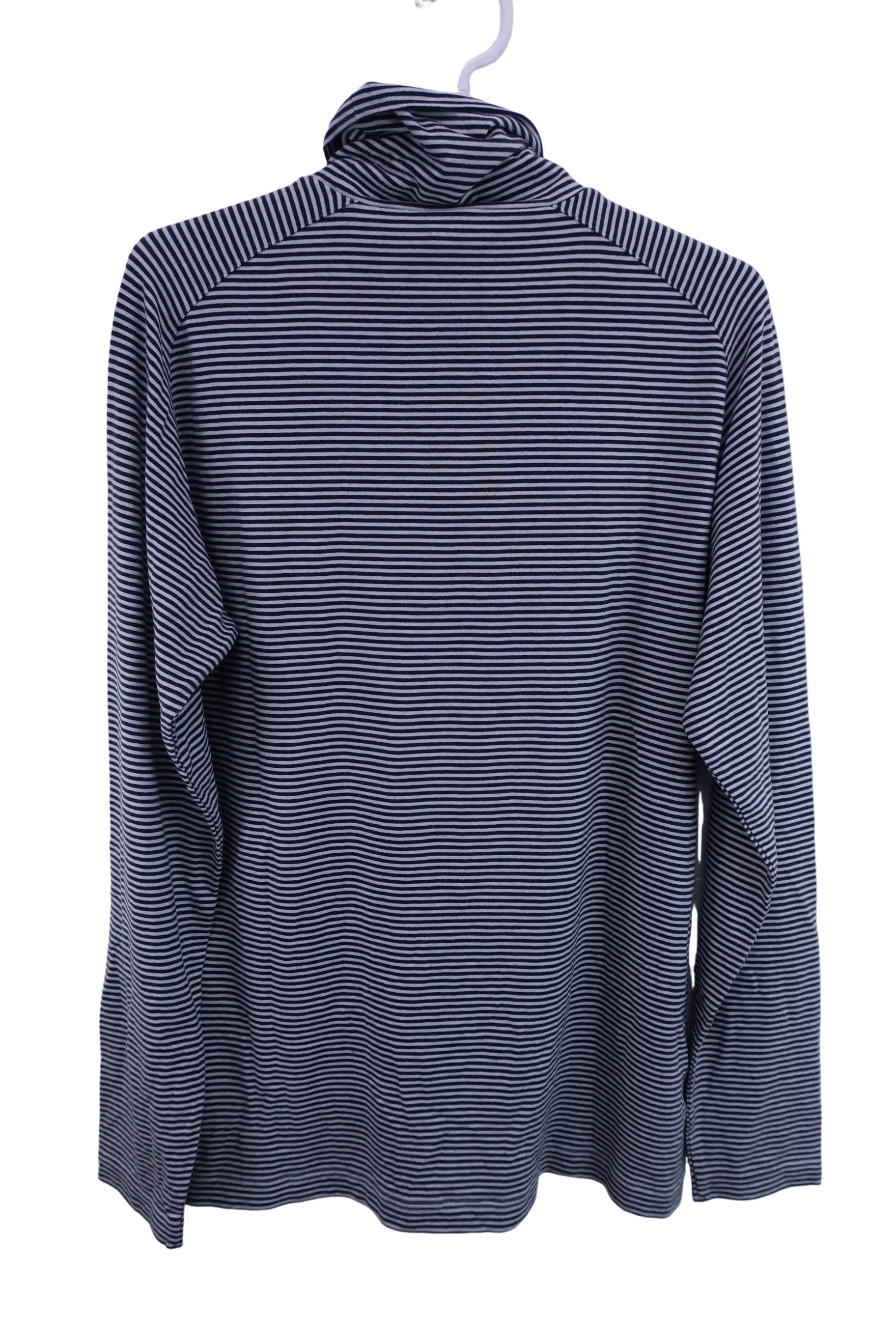 adidas(アディダス) ハイネックシャツ 白黒ボーダー メンズ L/G B-5