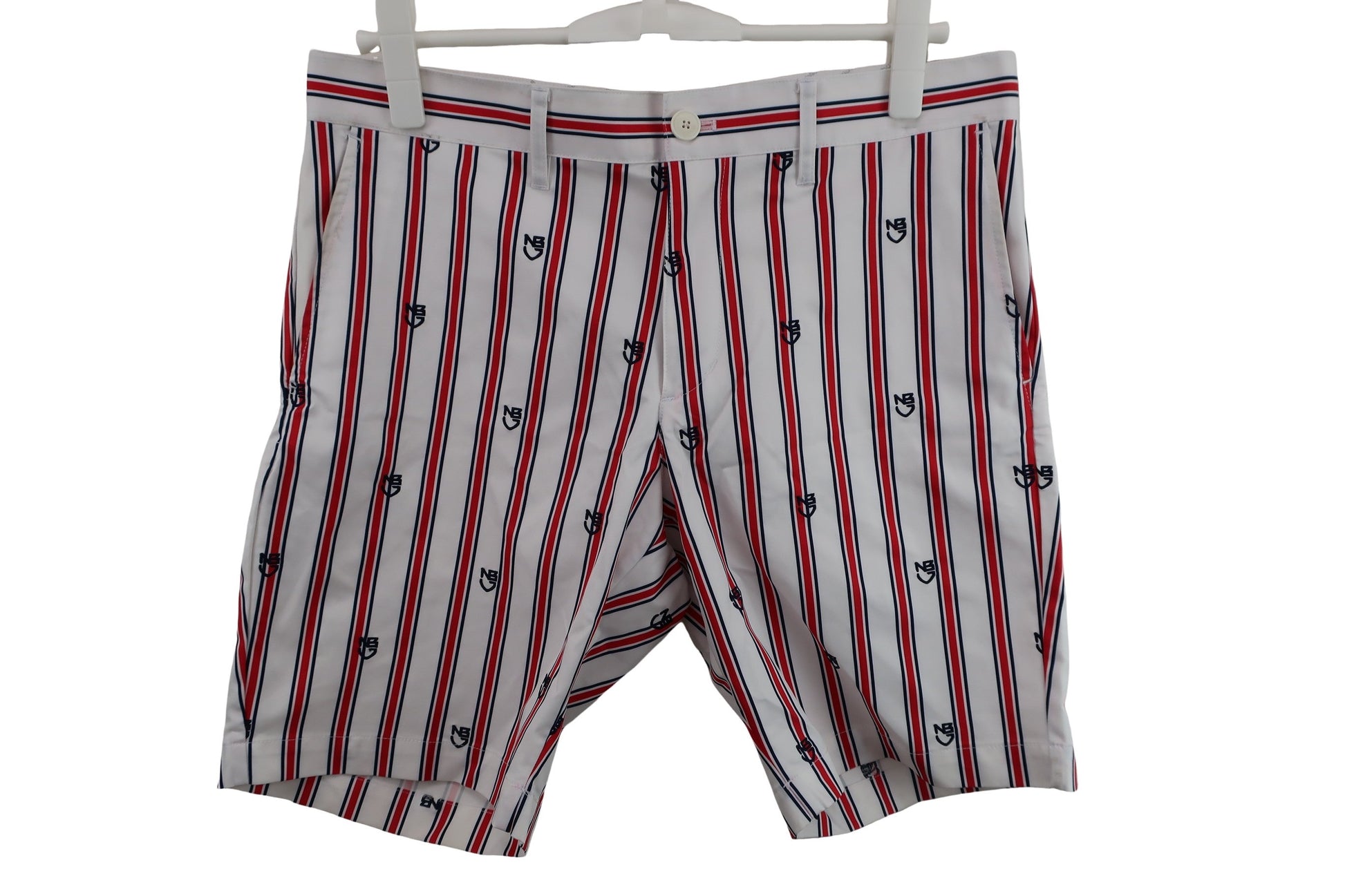 New Balance golf(ニューバランスゴルフ) ハーフパンツ 白赤ネイビーストライプ メンズ 5 012-7132008 B-1