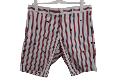 New Balance golf(ニューバランスゴルフ) ハーフパンツ 白赤ネイビーストライプ メンズ 5 012-7132008 B-1