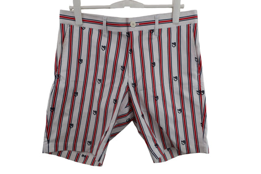 New Balance golf(ニューバランスゴルフ) ハーフパンツ 白赤ネイビーストライプ メンズ 5 012-7132008 B-1