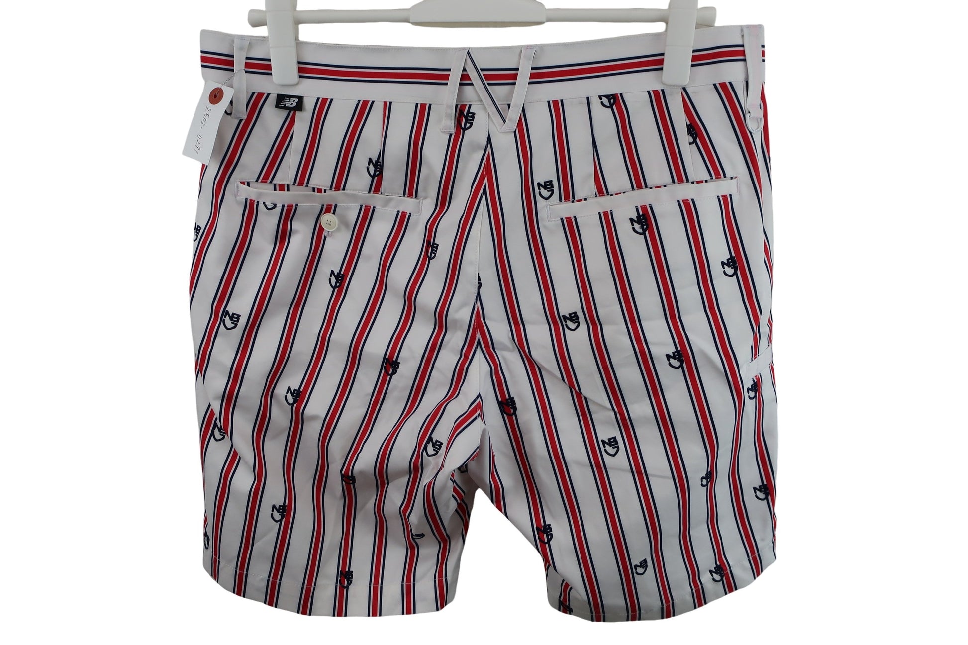 New Balance golf(ニューバランスゴルフ) ハーフパンツ 白赤ネイビーストライプ メンズ 5 012-7132008 B-5