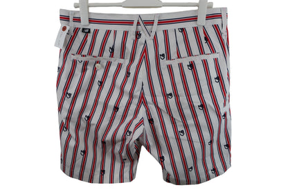 New Balance golf(ニューバランスゴルフ) ハーフパンツ 白赤ネイビーストライプ メンズ 5 012-7132008 B-5