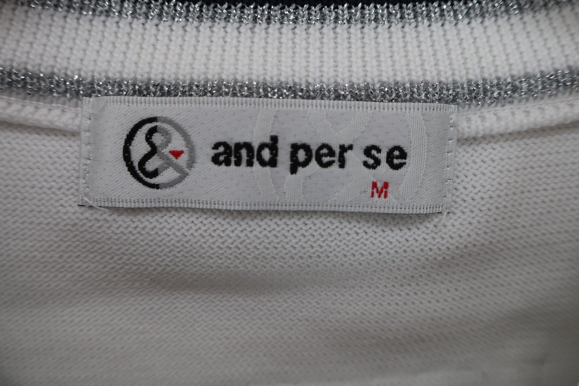 and per se(アンパスィ) ニットベスト 白ネイビーストライプ レディース M AFS2019C4 A-4