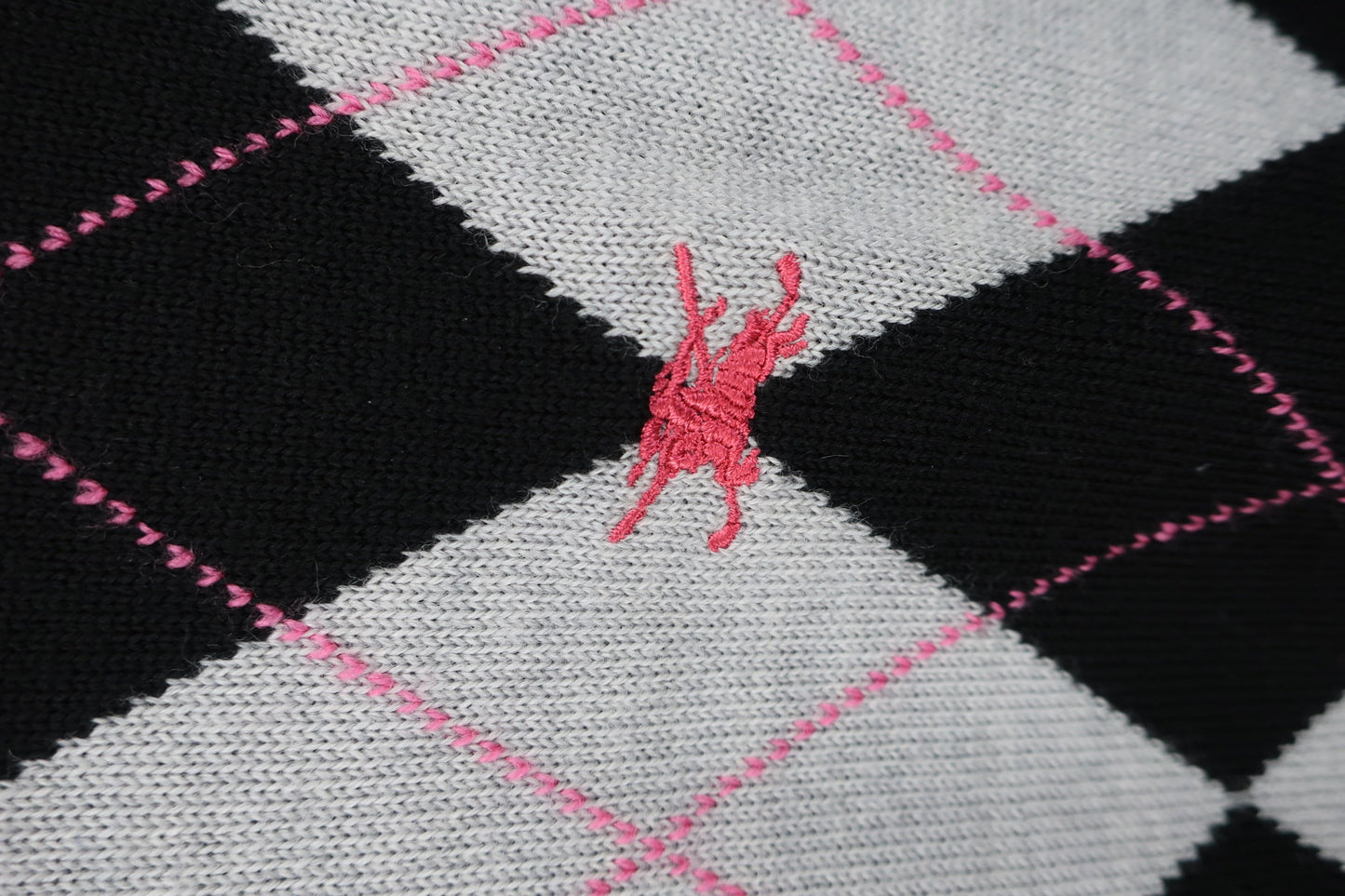 BURBERRY GOLF(バーバリーゴルフ) ハーフジップニットシャツ 黒アーガイル柄 レディース M A-2