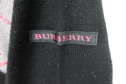 BURBERRY GOLF(バーバリーゴルフ) ハーフジップニットシャツ 黒アーガイル柄 レディース M A-3