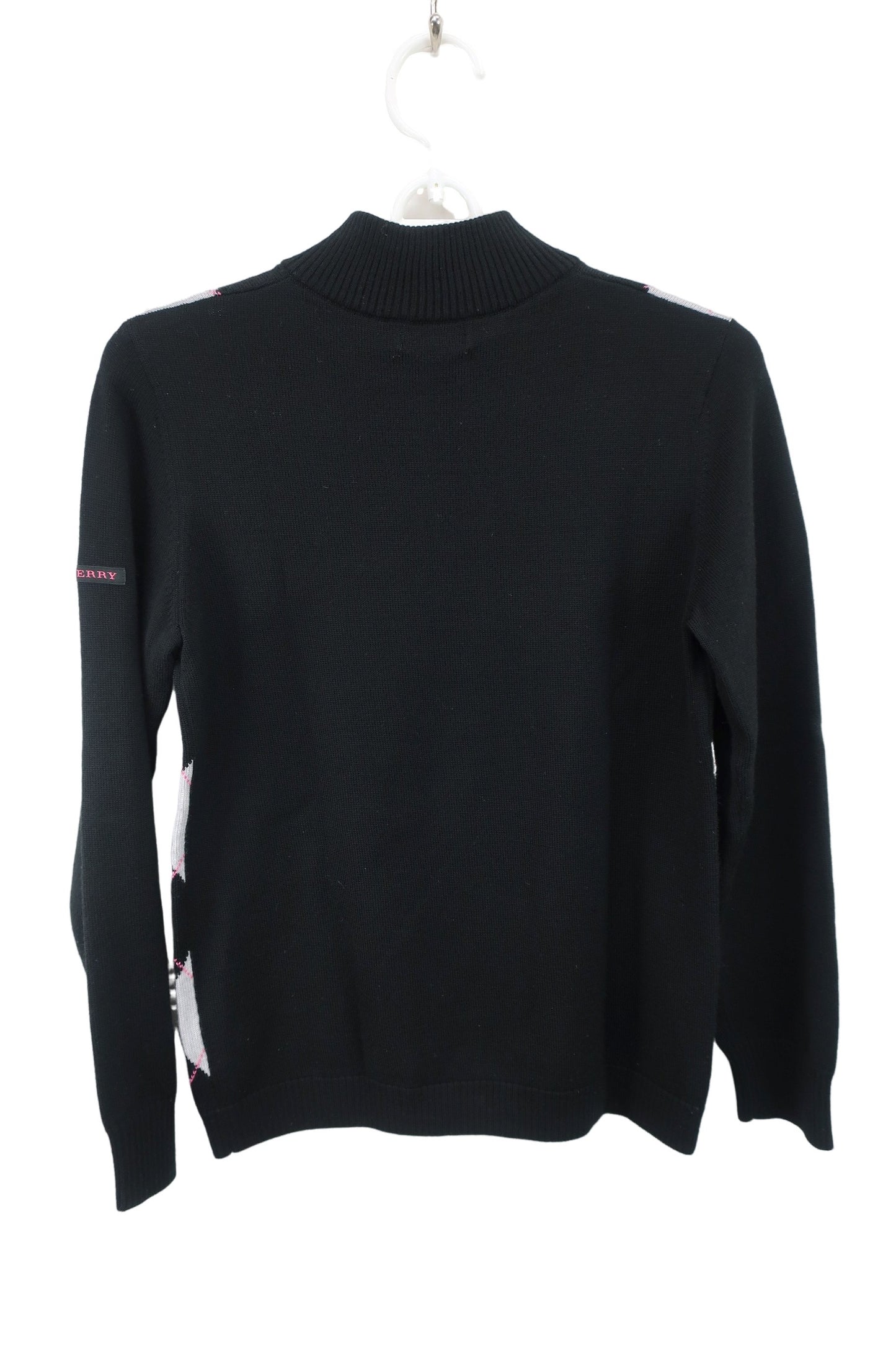 BURBERRY GOLF(バーバリーゴルフ) ハーフジップニットシャツ 黒アーガイル柄 レディース M A-4