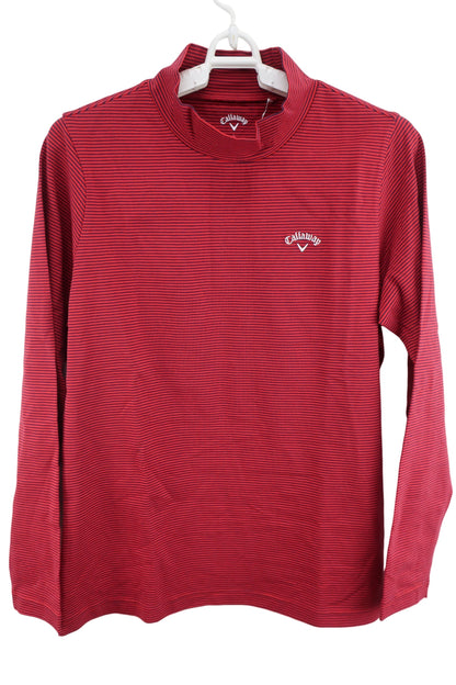 Callaway(キャロウェイ) 長袖モックネックシャツ 赤ネイビーボーダー レディース L H21233202 A-1