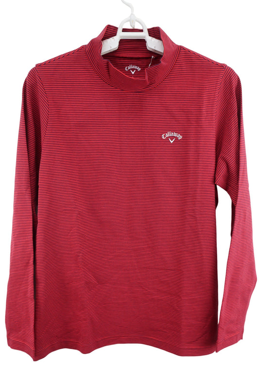 Callaway(キャロウェイ) 長袖モックネックシャツ 赤ネイビーボーダー レディース L H21233202 A-1
