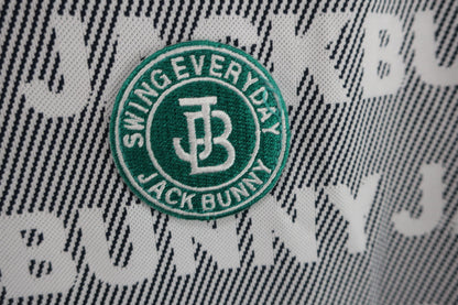 Jack Bunny(ジャックバニー) 半袖ハーフジップシャツ 白黒ロゴ柄 レディース 2 263-1167438 A-2