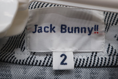 Jack Bunny(ジャックバニー) 半袖ハーフジップシャツ 白黒ロゴ柄 レディース 2 263-1167438 A-3