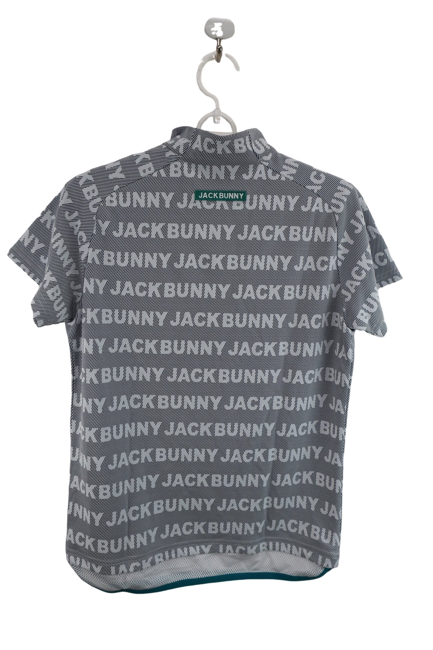 Jack Bunny(ジャックバニー) 半袖ハーフジップシャツ 白黒ロゴ柄 レディース 2 263-1167438 A-4