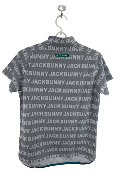 Jack Bunny(ジャックバニー) 半袖ハーフジップシャツ 白黒ロゴ柄 レディース 2 263-1167438 A-4