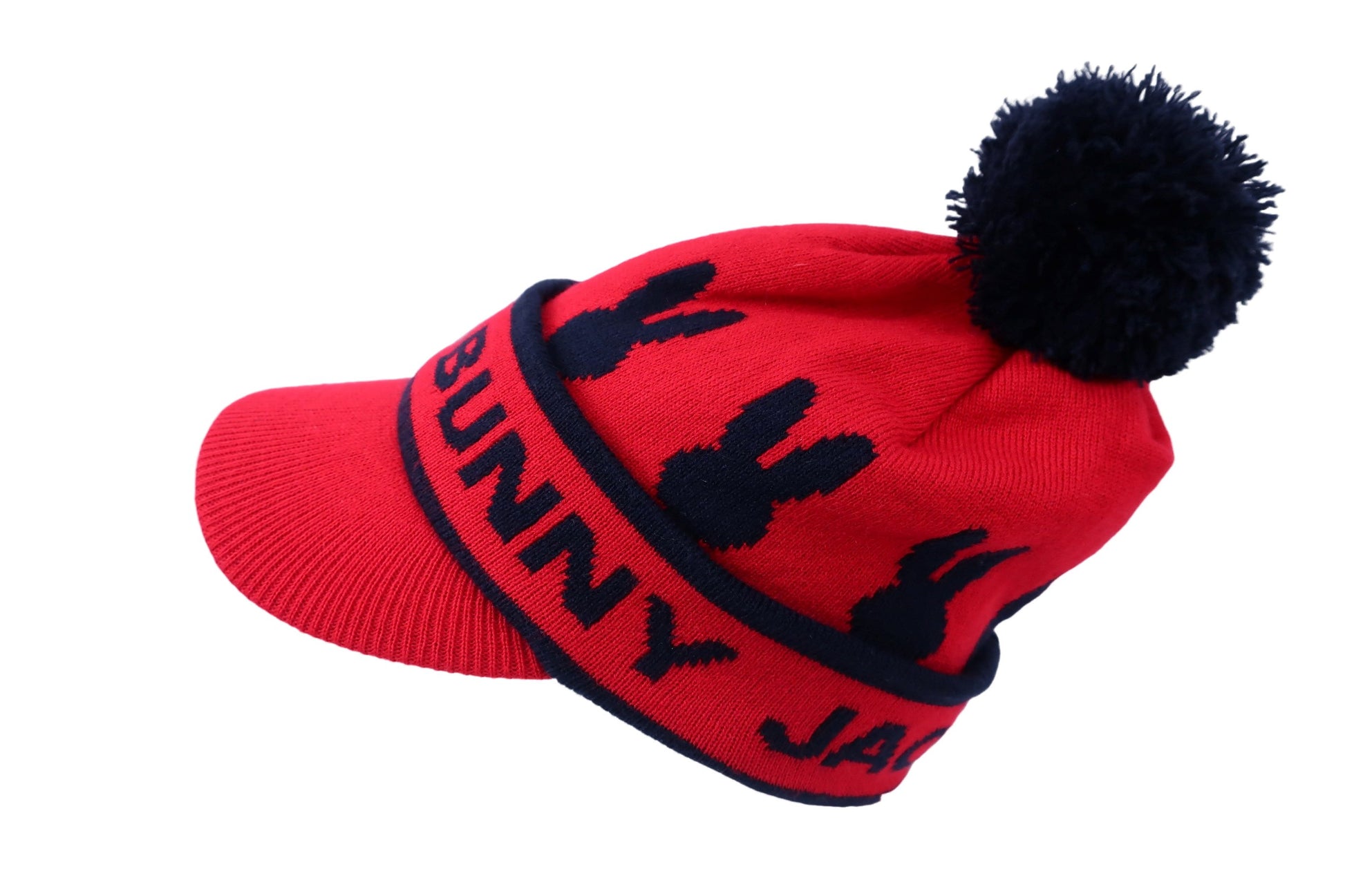 Jack Bunny(ジャックバニー) ニットキャップ 赤ネイビー レディース フリーサイズ A-2